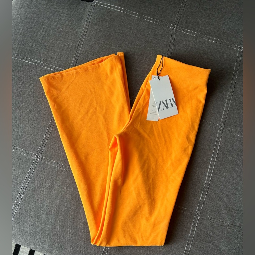 Zara Bold Orange Flared Bottom Leggings
